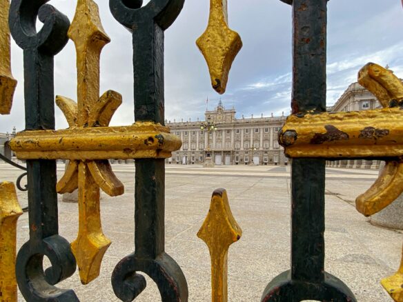 a row of metal poles