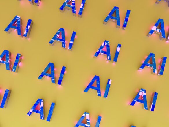 the letters are made up of different colors