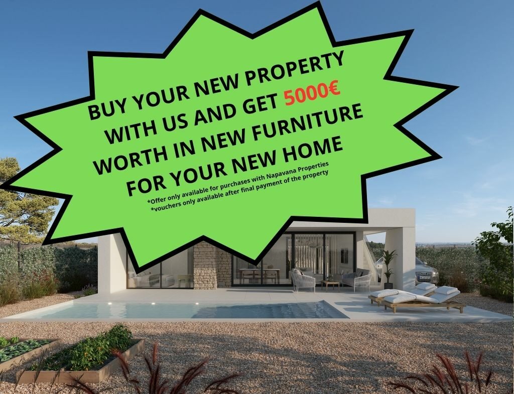 BUY YOUR NEW PROPERTY WITH US AND GET 5000€ WORTH IN NEW FORNITURE FOR YOUR NEW HOME