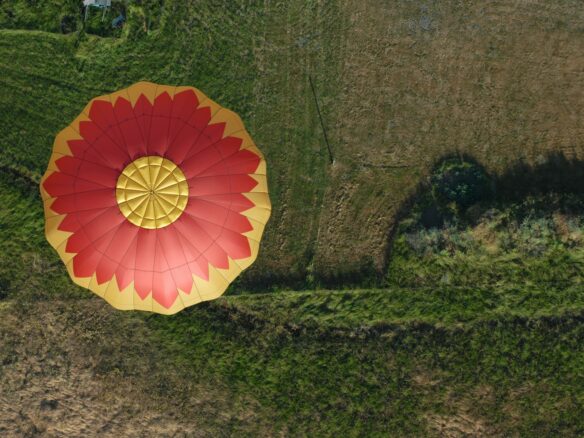 aerial photo of hot air balloon flying in the air
