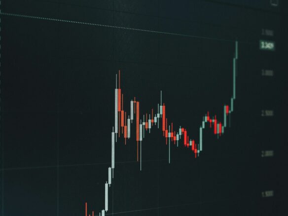 Stock market chart showing upward trend.