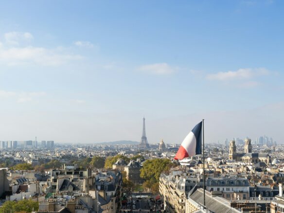 a view of the city of paris from the top of the eiffel tower