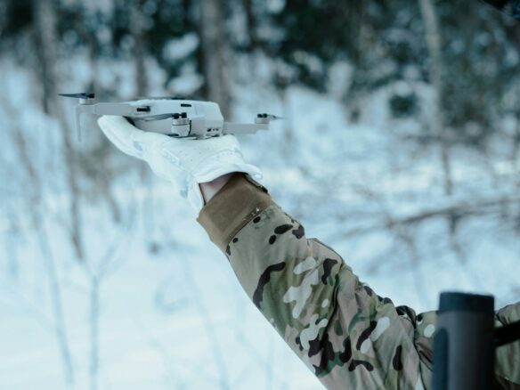 a person holding a drone