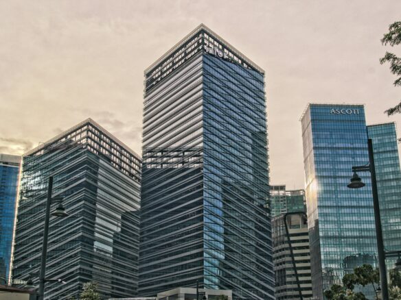 a group of tall buildings