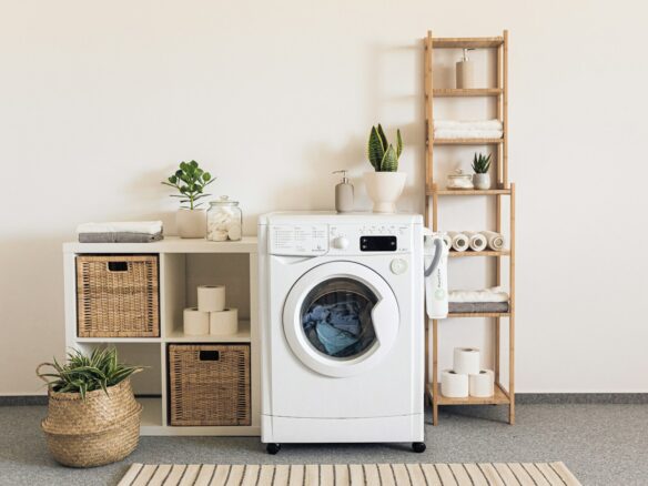 a washer and dryer in a room