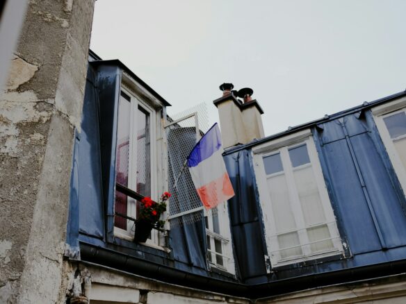 a flag on a building