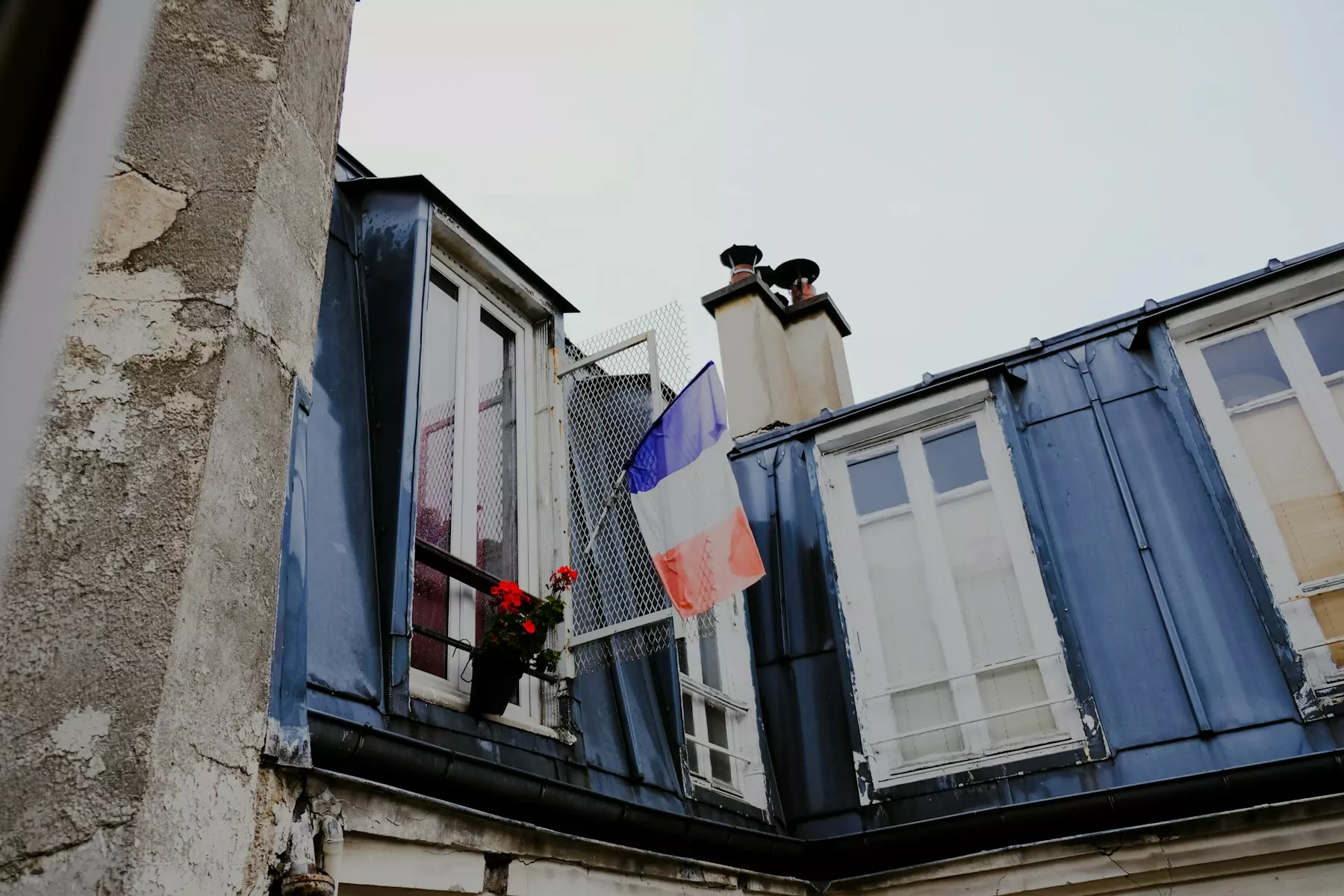 a flag on a building