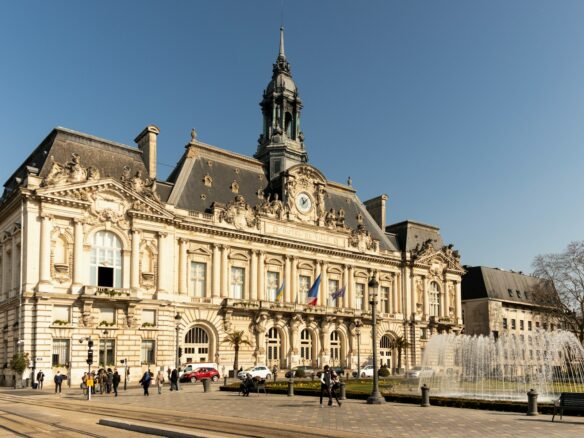 a large building with a clock tower