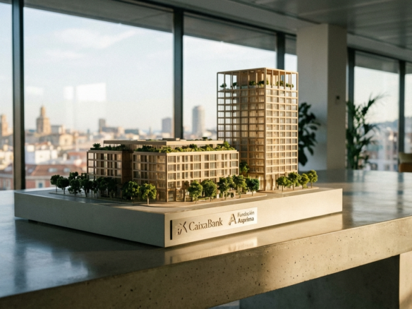 Modern Architectural Model Overlooking a City
