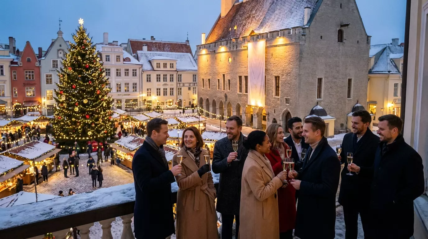 A Festive Toast Above the Christmas Market