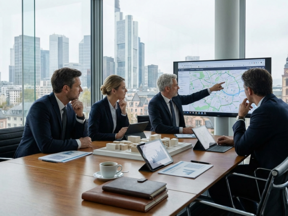 Strategic Urban Planning Meeting in a Modern Office