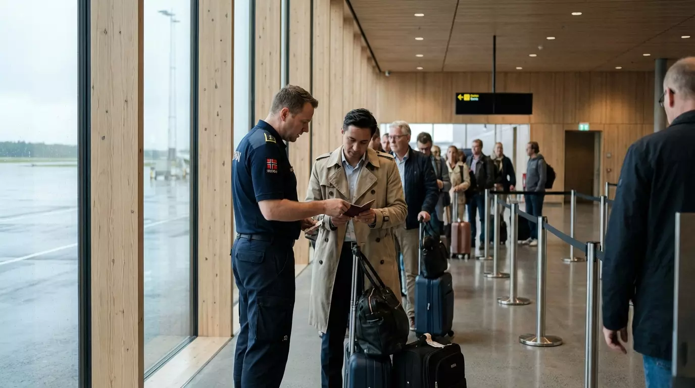 Passport Control at a Norwegian Airport
