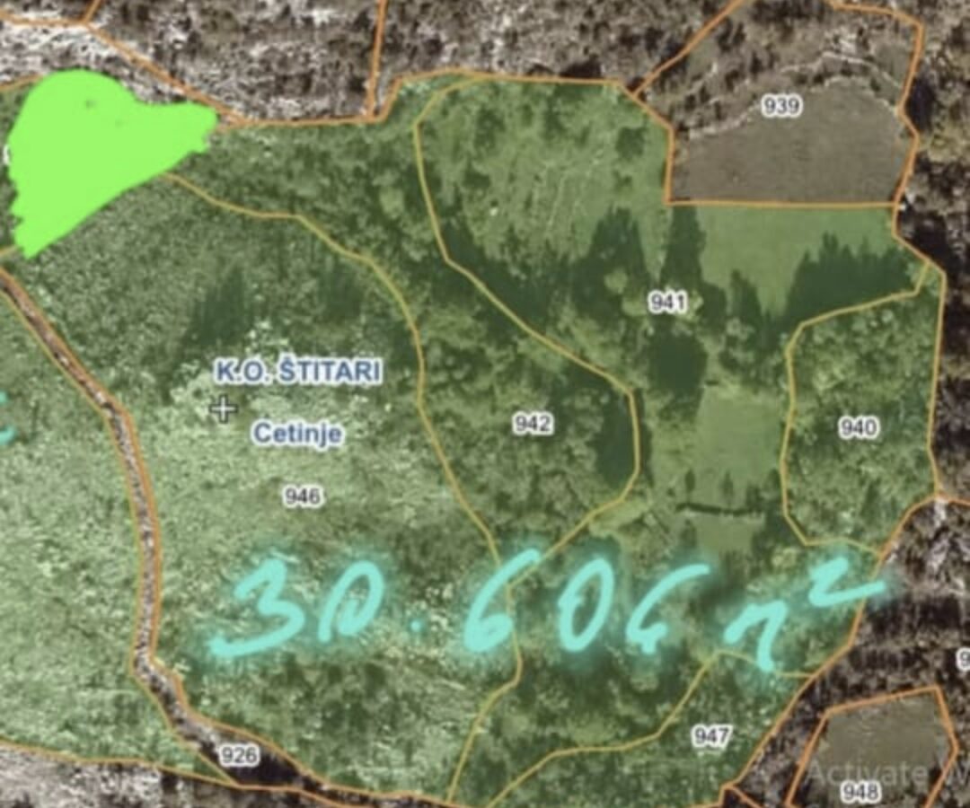 Urbanised Land 30.604m2, Place Štitari, Cetinje, Montenegro