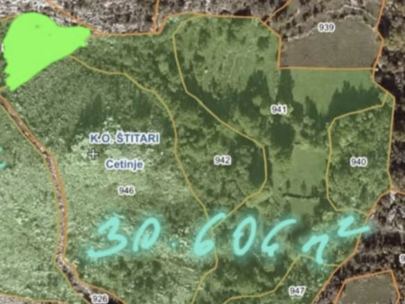 Urbanised Land 30.604m2, Štitari, Cetinje, Montenegro