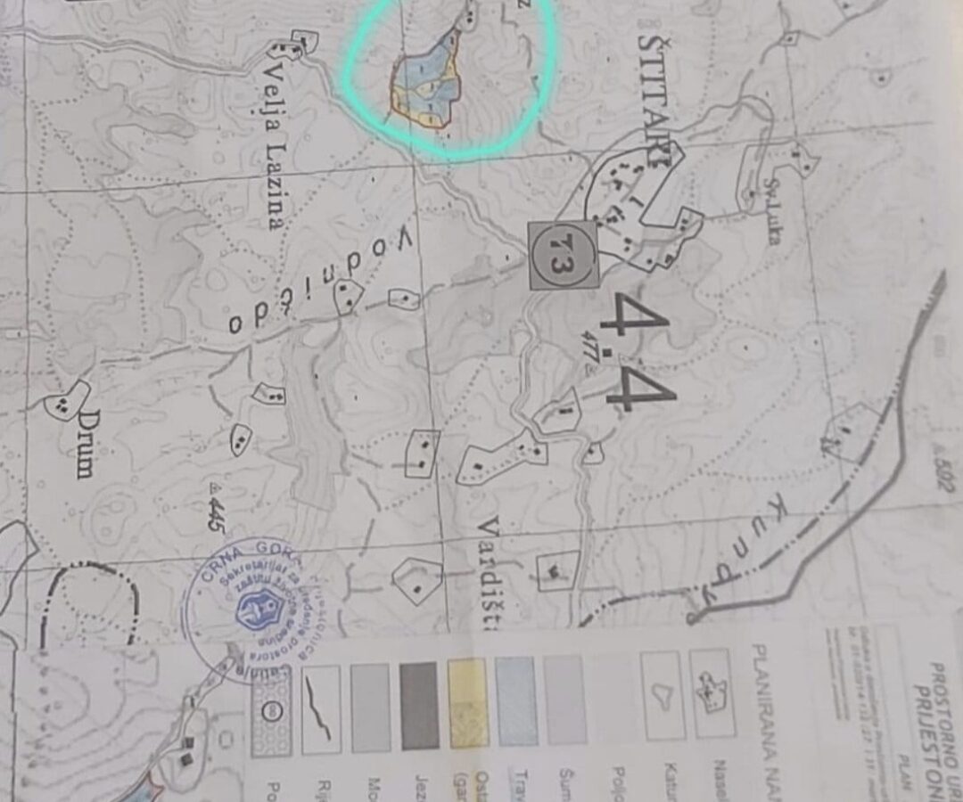 Urbanised Land 30.604m2, Place Štitari, Cetinje, Montenegro