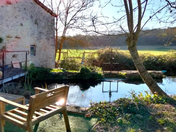Lovely Golden Stone Picture Book Mill, Nr Ruffec, Charente 3 Bedrooms, 2 Bathrooms, Outbuildings, Views