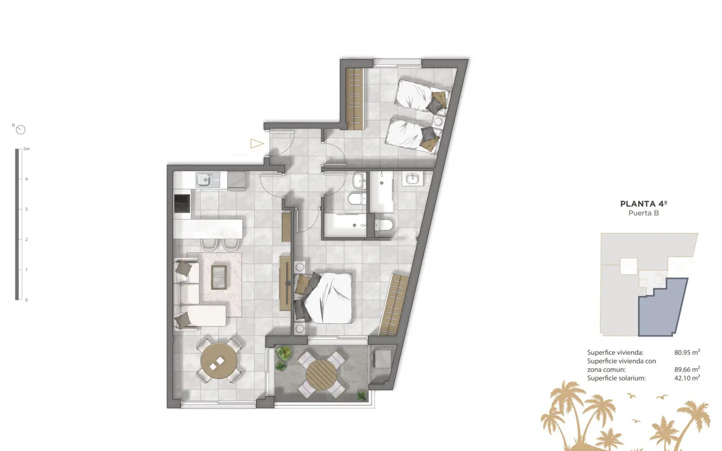 2-bedroom Penthouse In Guardamar Del Segura, Spain (80 M²)