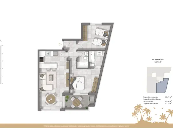 2-bedroom Penthouse In Guardamar Del Segura, Spain (80 M²)