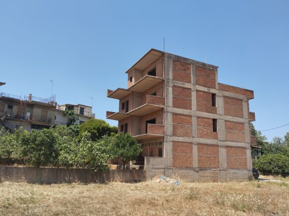 Building Of 3 Storeys With Unfinished State In Gargalianos, Messinien, South Peloponnese, Greece