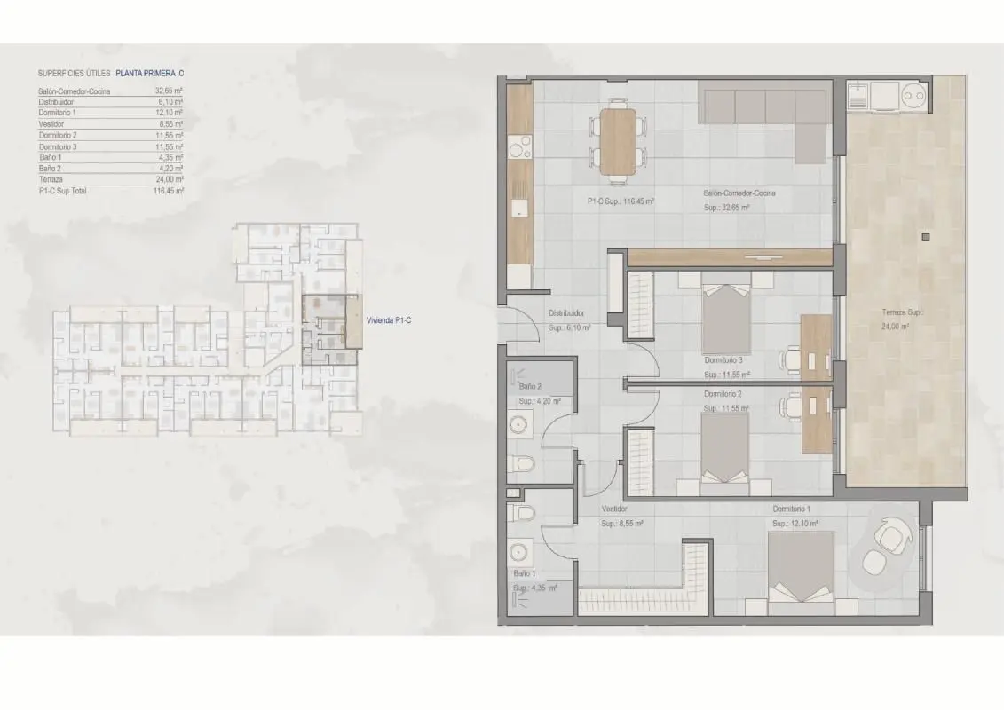 Apartment Of 90 M² In Torre – Pacheco, Spain