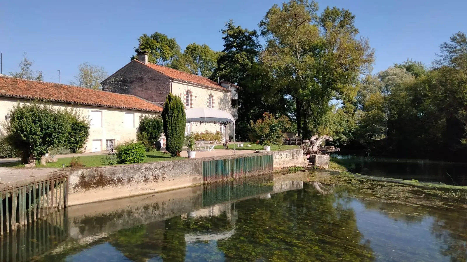 Old Stone Mill Of [size] With Private Island And River Views In Charente