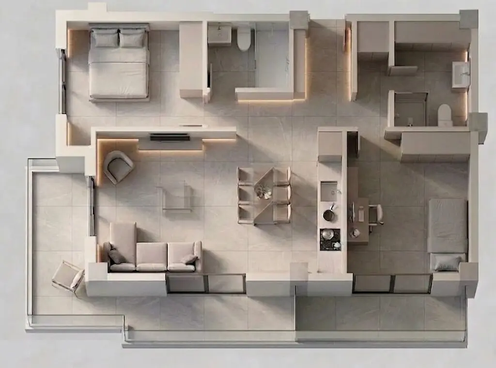 Flat With 2 Bedrooms In Thessaloniki Suburb Area