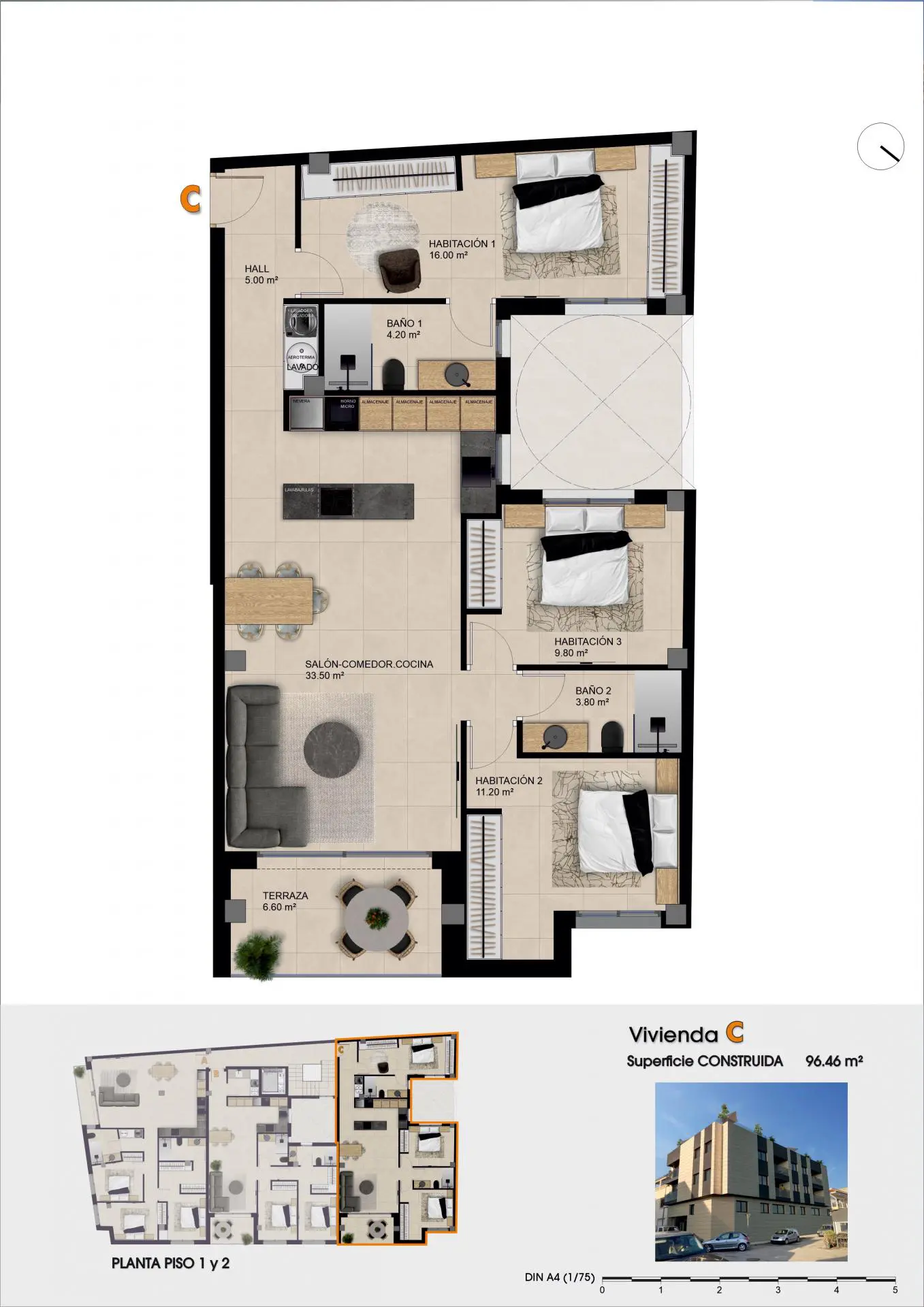 Penthouse Of 94 M² With 2 Bedrooms And 2 Bathrooms In Catral, Spain