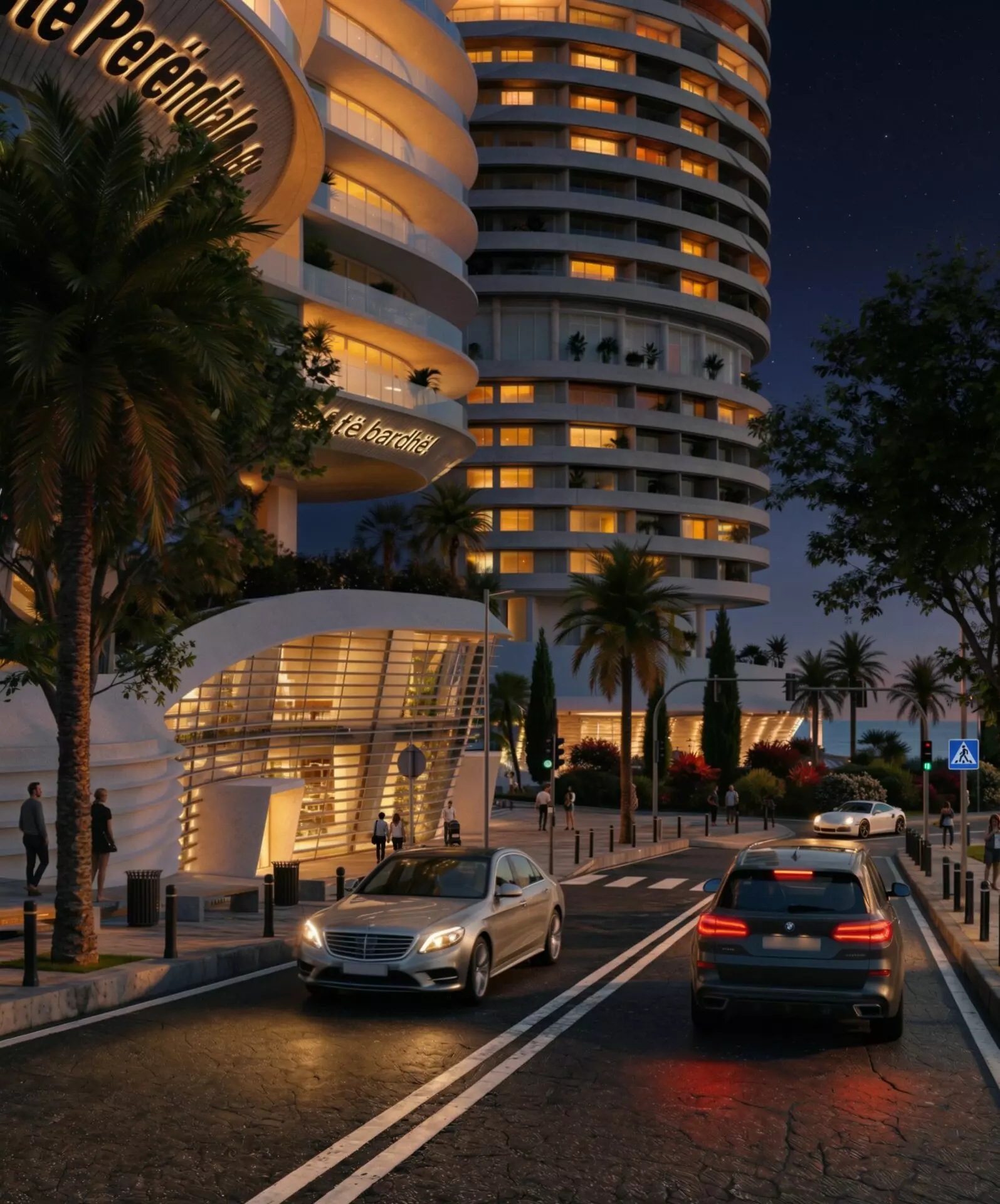 Luzaj-Tower-At-Night Apartment Of 120 M² With Sea View In Vlora