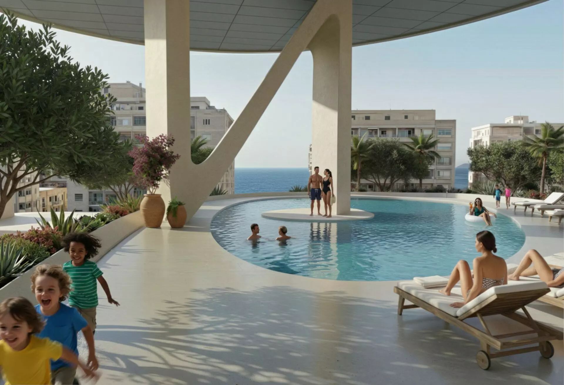 Luzaj-Tower-Pool Apartment Of 120 M² With Sea View In Vlora