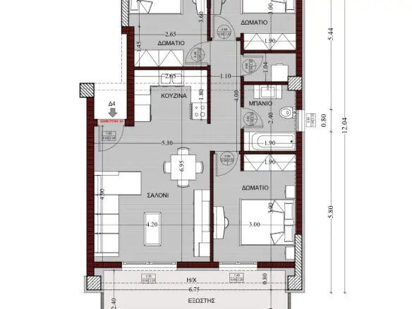 3-bedroom Flat In Evosmos, Greece (96 M²)