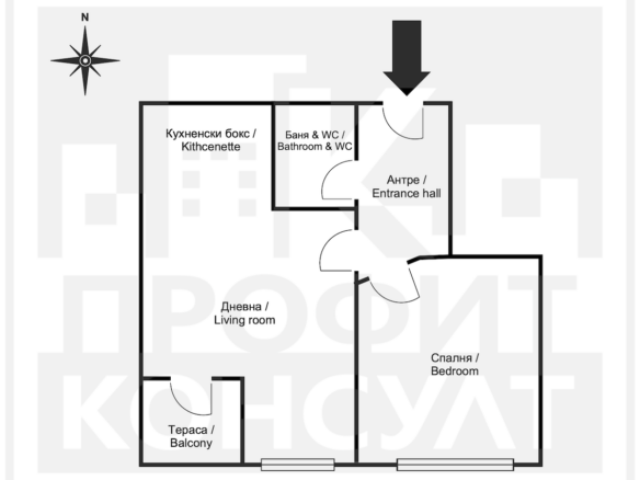 Apartment Of 60 M² With One Bedroom In Zona B Quarter, Veliko Tarnovo
