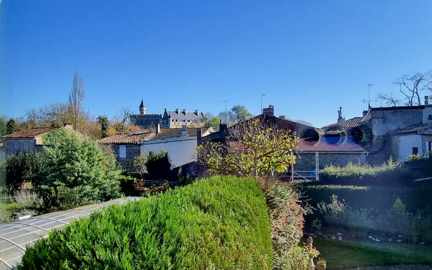 Charming Village Home With Large Gardens, Covered Pool, And Outbuildings
