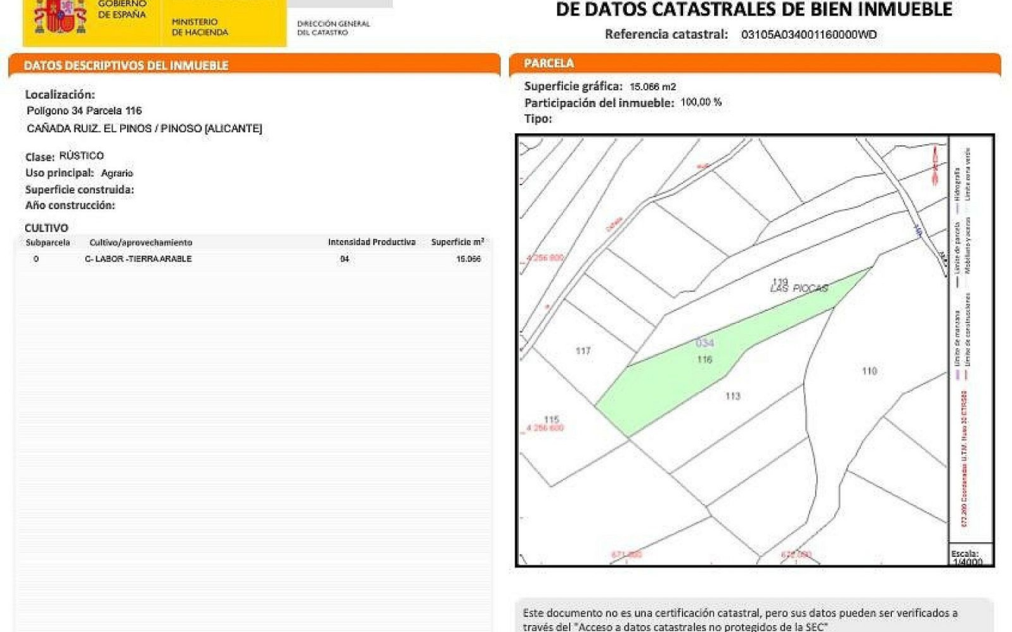 Land In Pinoso, Spain (15.000 M²)
