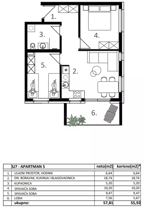 2-bedroom Apartment In Vodice, Croatia (55,92 M²)