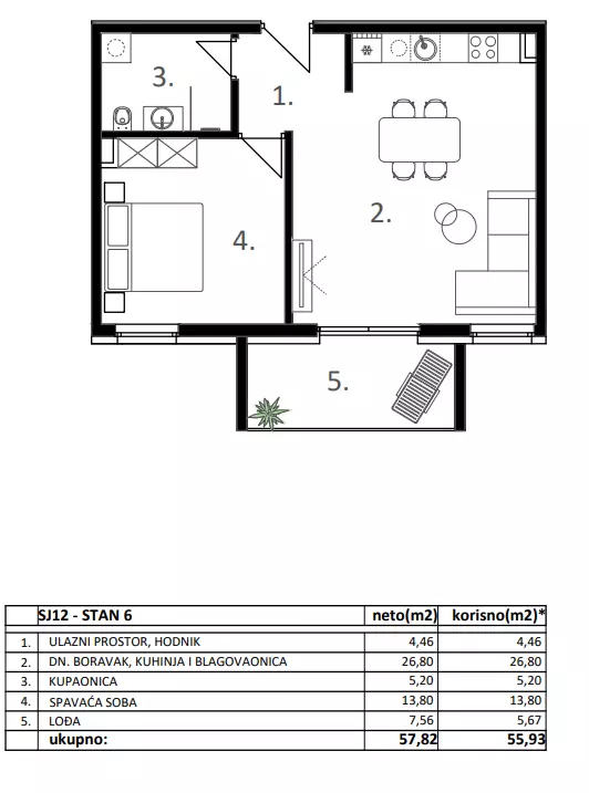 1-bedroom Apartment In Vodice, Croatia (55,93 M²)