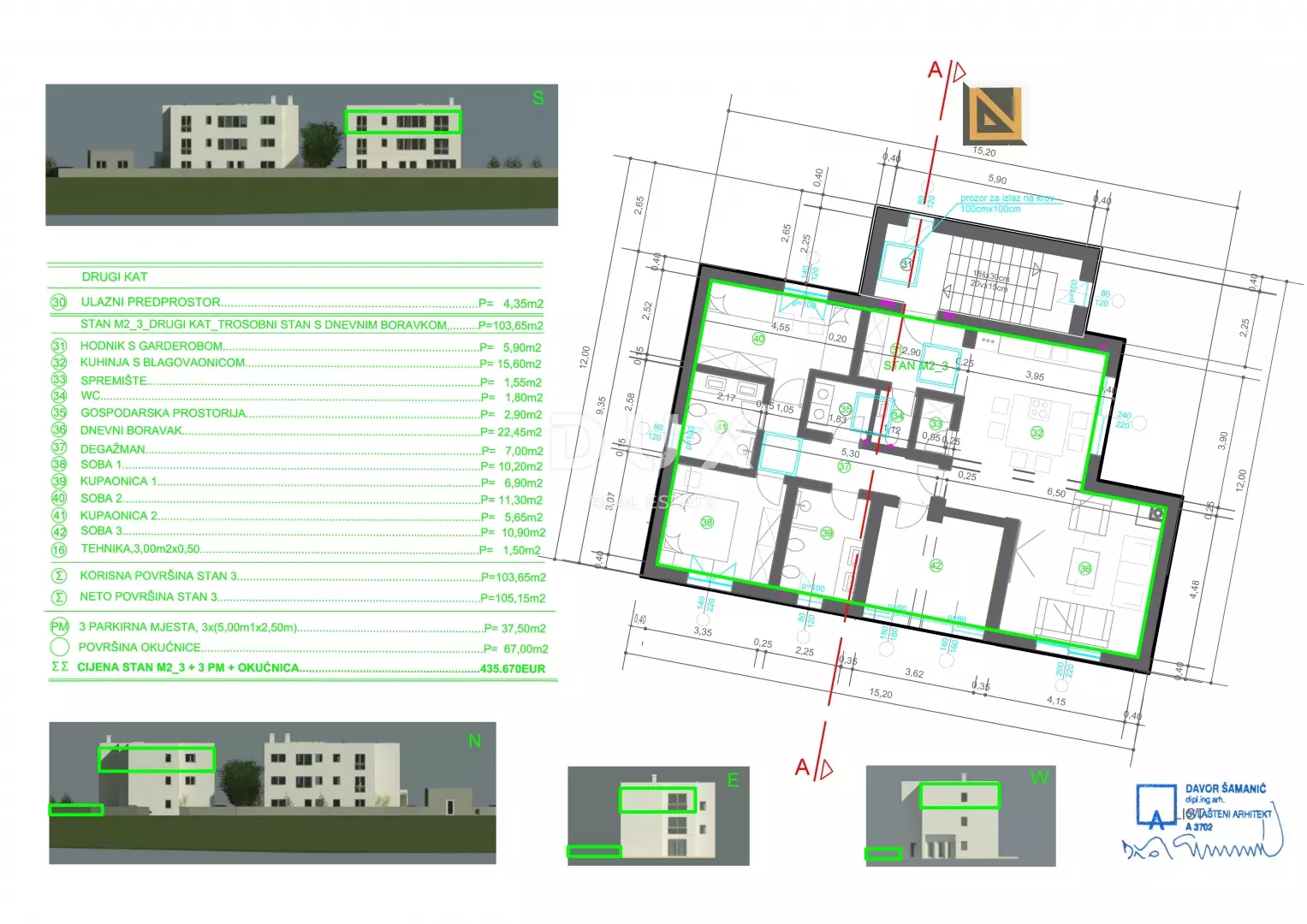 3-bedroom Apartment In Marčelji, Croatia (103,65 M²)