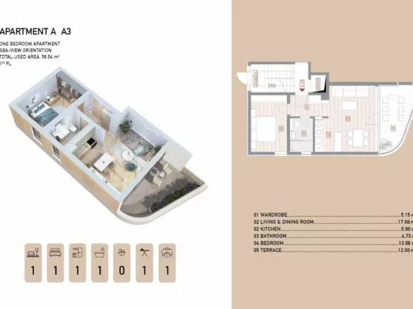 1-bedroom Apartment In Opatija – Centar, Croatia (58,54 M²)