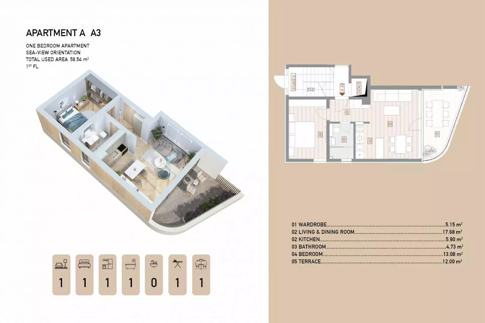 1-bedroom Apartment In Opatija – Centar, Croatia (58,54 M²)