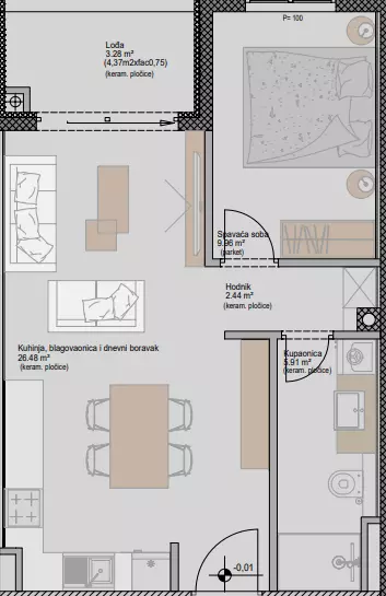 1-bedroom Apartment In Poreč, Croatia (48,07 M²)