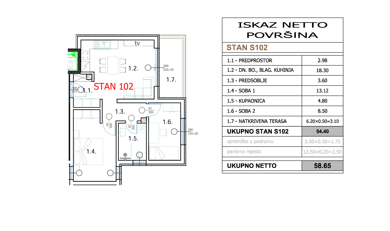 2-bedroom Apartment In Centar, Croatia (58,65 M²)