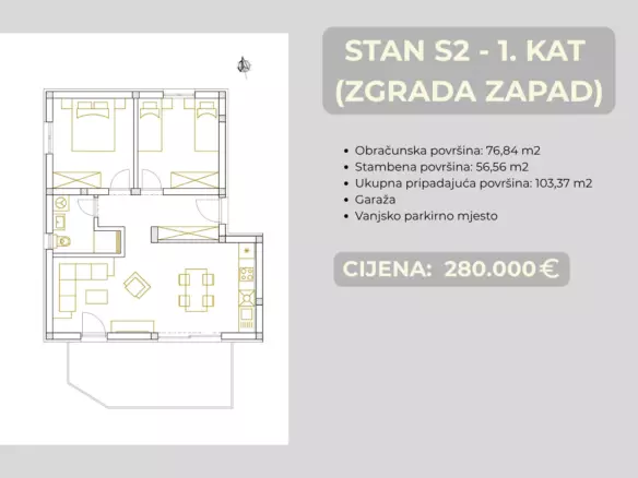 2-bedroom Apartment In Brodarica, Croatia (74,07 M²)