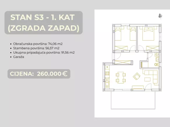 2-bedroom Apartment In Brodarica, Croatia (74,07 M²)
