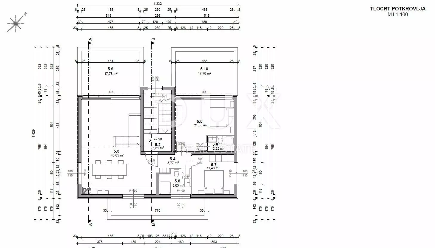 1718954267_tlocrt-potkrovlja-939052 3-bedroom Apartment In Pag, Croatia (110 M²)