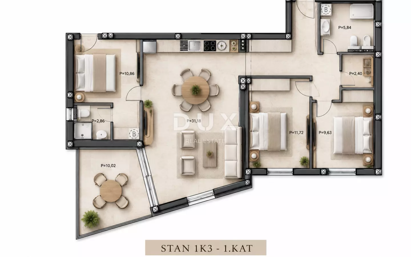 3-bedroom Apartment In Tribunj, Croatia (100,51 M²)