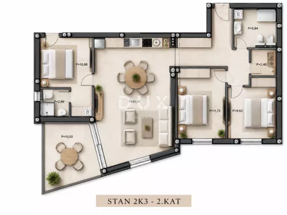 3-bedroom Apartment In Tribunj, Croatia (100,51 M²)