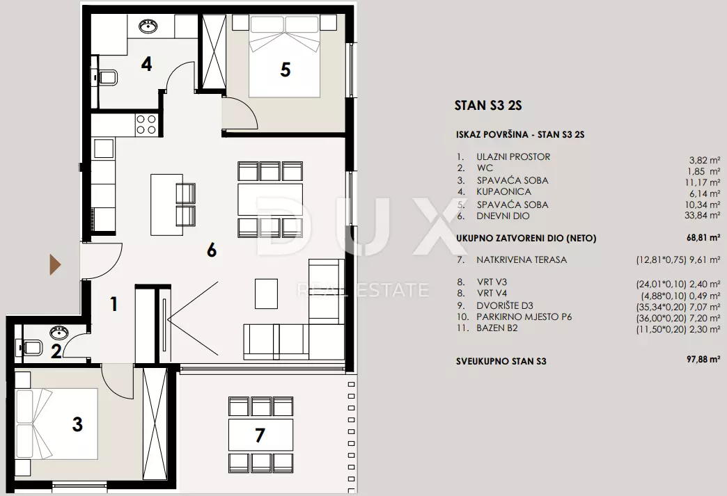 2-bedroom Apartment In Privlaka, Croatia (90,87 M²)