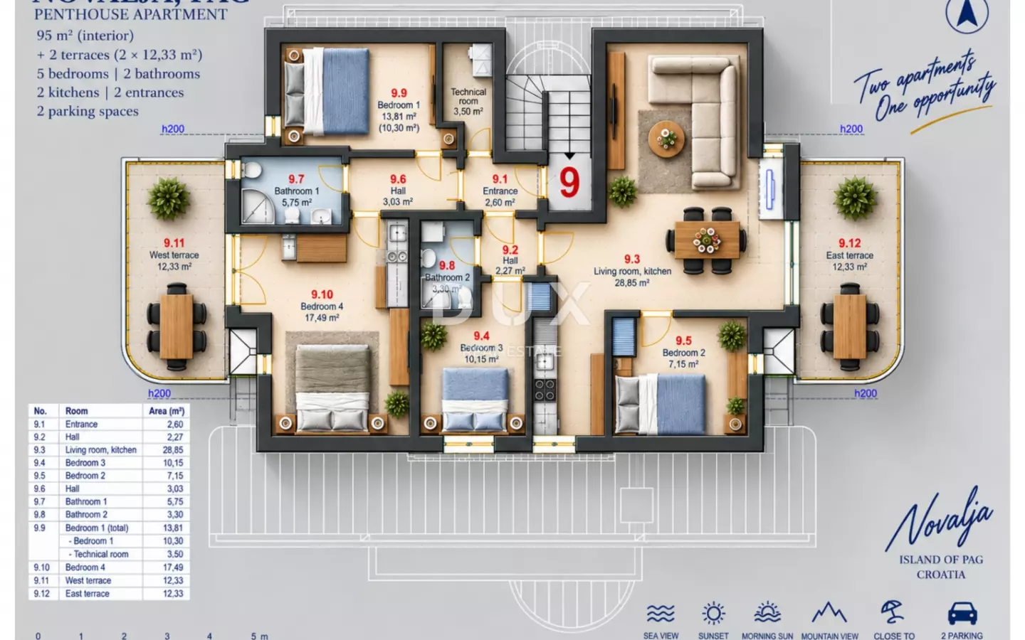 3-bedroom Apartment In Novalja, Croatia (95 M²)