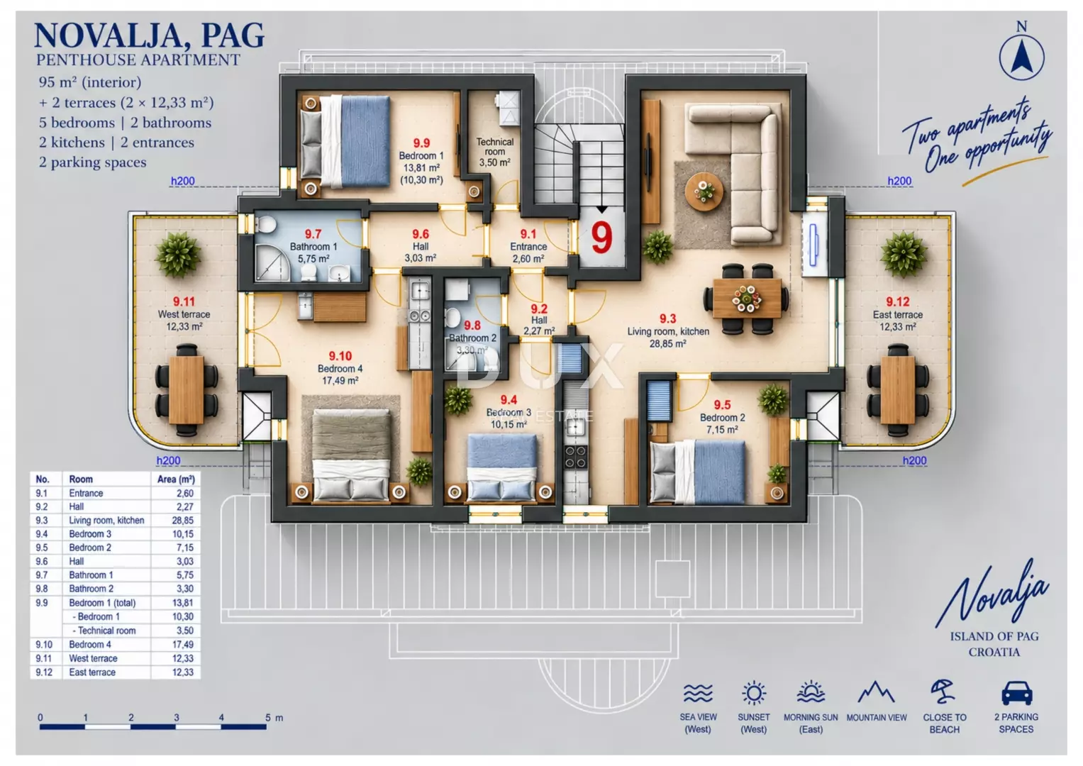 3-bedroom Apartment In Novalja, Croatia (95 M²)