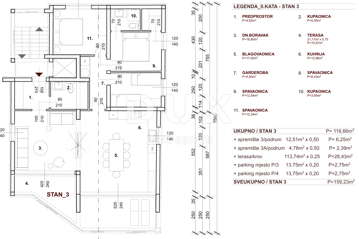 3-bedroom Apartment In Petrčane, Croatia (159,23 M²)