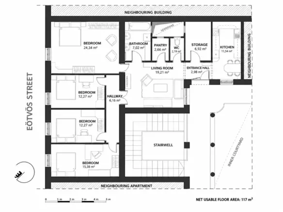 Grand Historic Budapest Apartment Near Oktogon – 117 Sqm – 5 Rooms – Conversion Potential